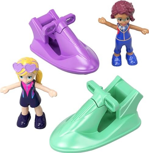 Polly Pocket Travel Toy with 2 Micro Dolls, Dolphin Pet & Water Play Accessories, Pocket World Surf ‘n’ Sandventure Playset - Image 4