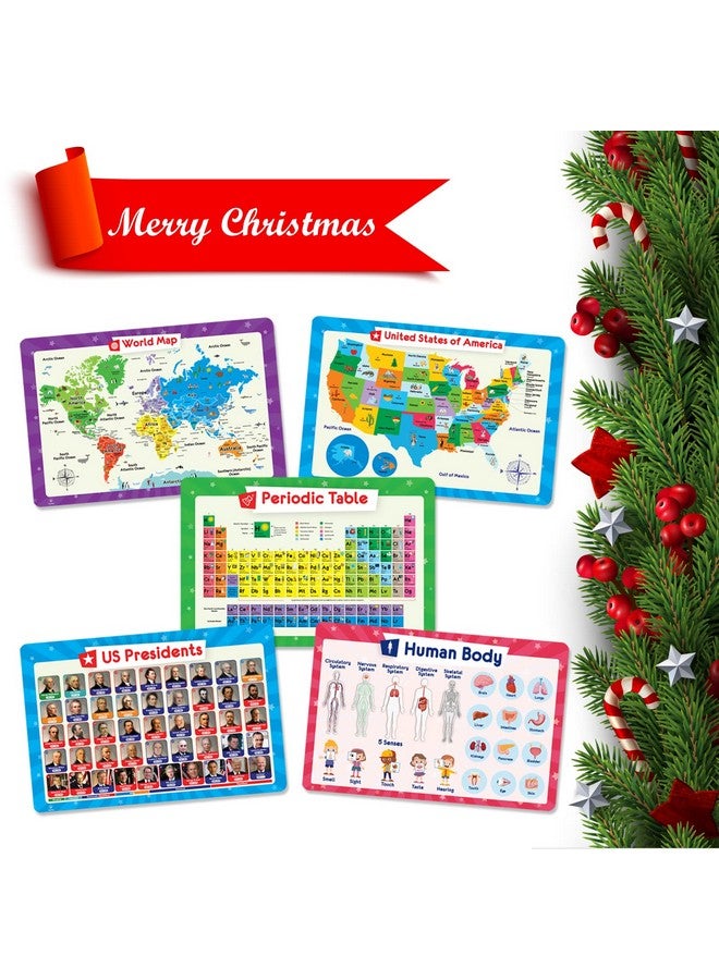 Simply Magic 5 Placemats for Kids - Kids Placemats Non Slip, Washable Reusable Children Placemats, Educational Placemats: USA and World Maps, Periodic Table, US Presidents, Plastic Placemats for Kids - Image 2