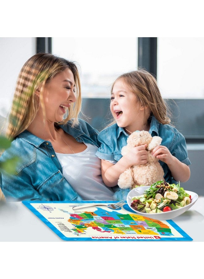 Simply Magic 5 Placemats for Kids - Kids Placemats Non Slip, Washable Reusable Children Placemats, Educational Placemats: USA and World Maps, Periodic Table, US Presidents, Plastic Placemats for Kids - Image 3