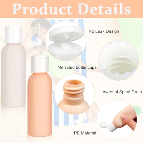 MAYCREATE® 4pcs Travel Bottles for Toiletries, Refillable Soft PE Travel Containers with Lid, Lotion Jars Shampoo Dispenser Travel Bottle for Cream, Toiletries, Gel, Hand Sanitizer, Silicone, 60 ml - Image 3