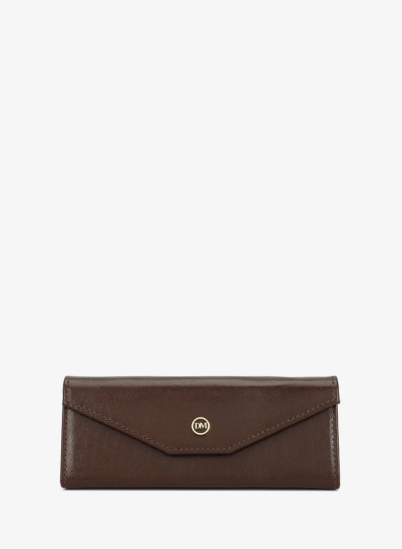 Da Milano Plain Leather Spectacle Case - Brown