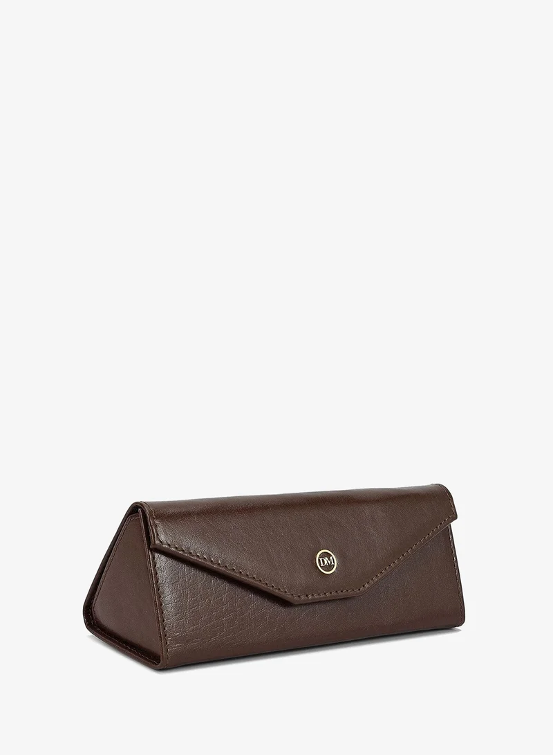 Da Milano Plain Leather Spectacle Case - Brown