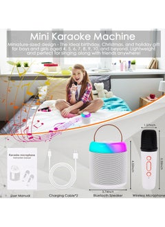 Dominy Karaoke Machine For Kids,karaoke microphone,Portable Bluetooth Speaker with 2 Wireless Microphones for Kids Adults, Songs Toys for Boys and Girls Birthday Gifts Home Party Indoor Outdoor Activities (White)  - Image 2