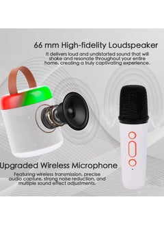 Dominy Karaoke Machine For Kids,karaoke microphone,Portable Bluetooth Speaker with 2 Wireless Microphones for Kids Adults, Songs Toys for Boys and Girls Birthday Gifts Home Party Indoor Outdoor Activities (White)  - Image 3
