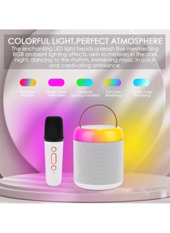 Dominy Karaoke Machine For Kids,karaoke microphone,Portable Bluetooth Speaker with 2 Wireless Microphones for Kids Adults, Songs Toys for Boys and Girls Birthday Gifts Home Party Indoor Outdoor Activities (White)  - Image 4