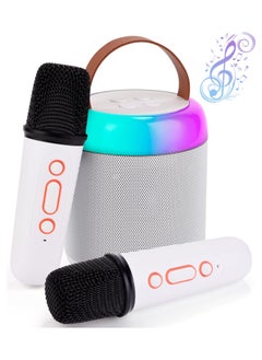 Dominy Karaoke Machine For Kids,karaoke microphone,Portable Bluetooth Speaker with 2 Wireless Microphones for Kids Adults, Songs Toys for Boys and Girls Birthday Gifts Home Party Indoor Outdoor Activities (White)  - Image 1