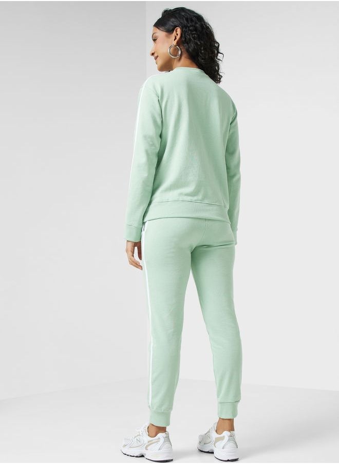 Ginger Basics - Contrast Side Paneled Sweatshirt & Jogger Set - Image 1