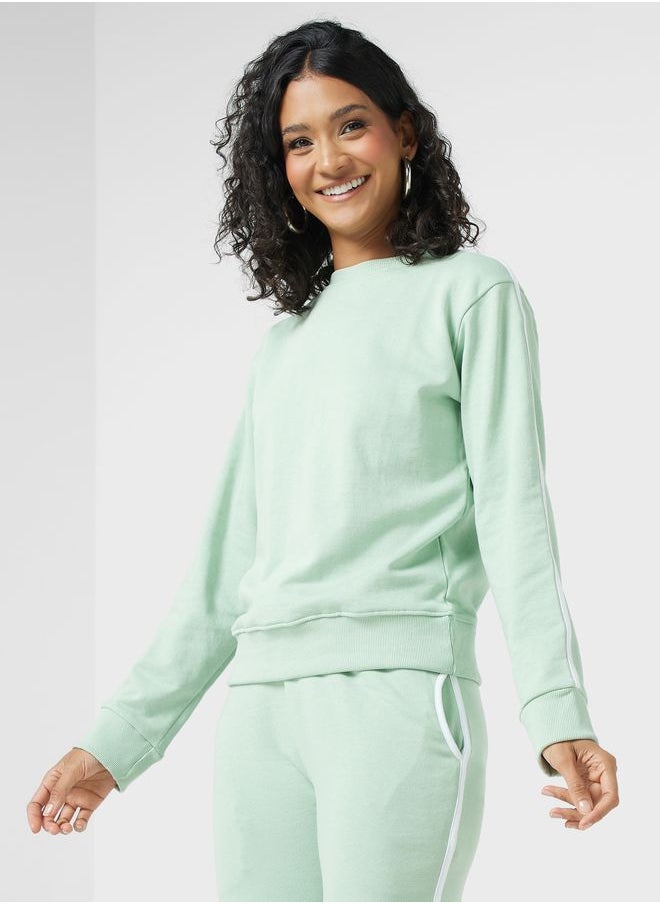 Ginger Basics - Contrast Side Paneled Sweatshirt & Jogger Set - Image 1