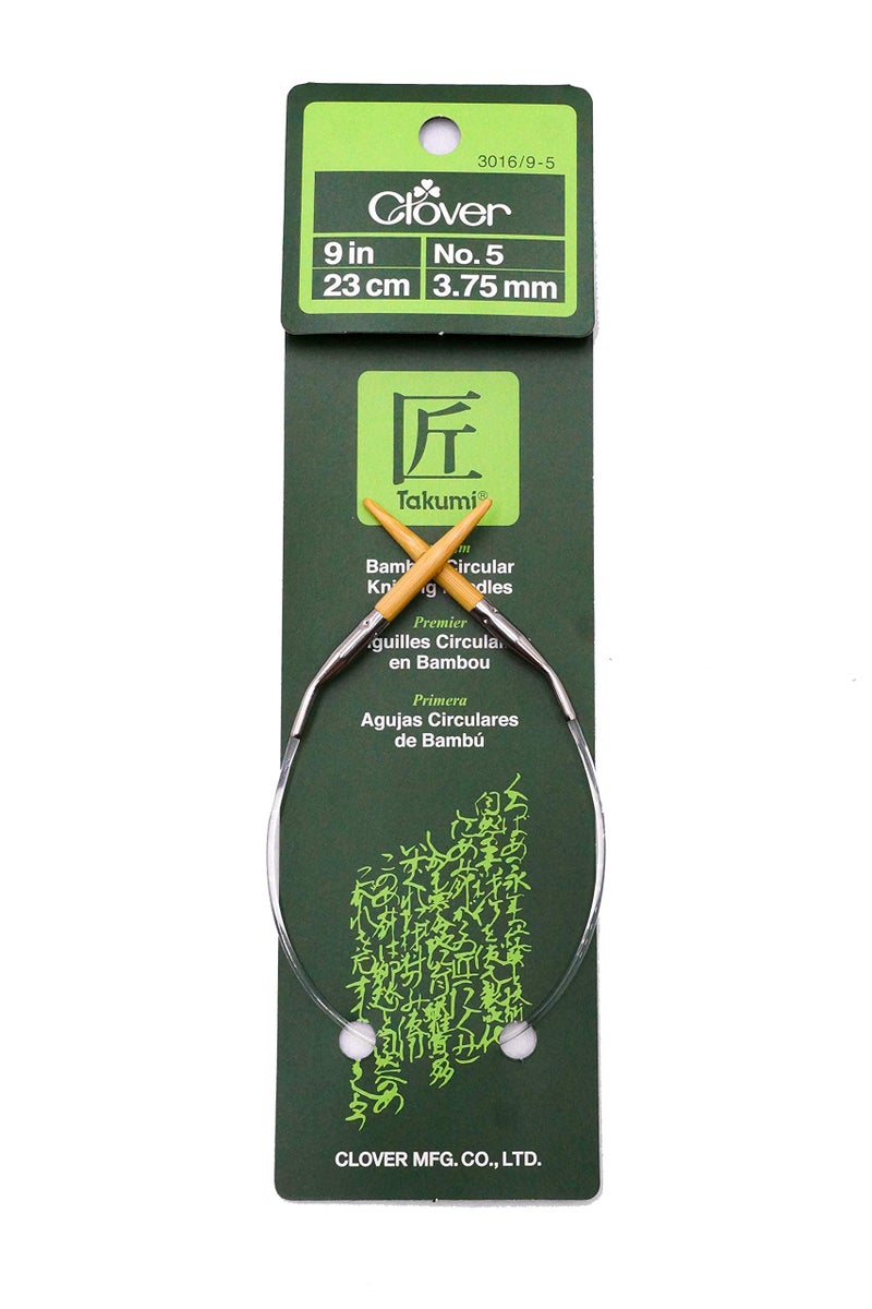 Clover Bamboo Circular Knitting Needles "Takumi", 9-Inch Size 5 (3016/9-05) - Image 1