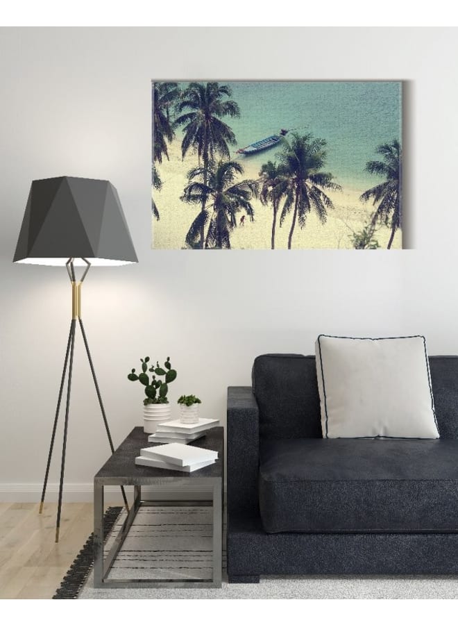Home Gallery Canvas Wall Art, Abstract Framed Portrait of boat on the beach 120x80cm - Image 2
