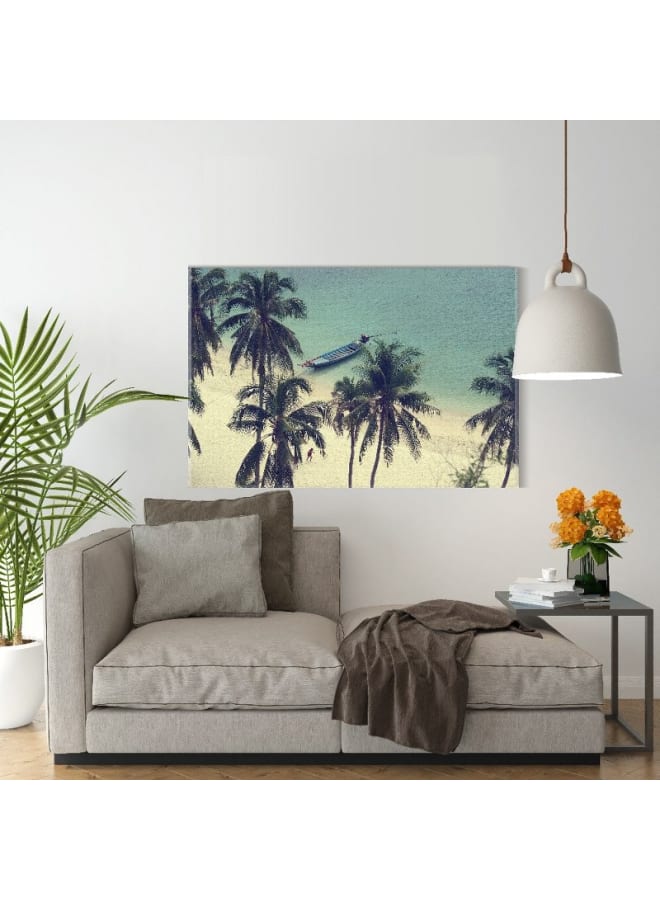 Home Gallery Canvas Wall Art, Abstract Framed Portrait of boat on the beach 120x80cm - Image 4