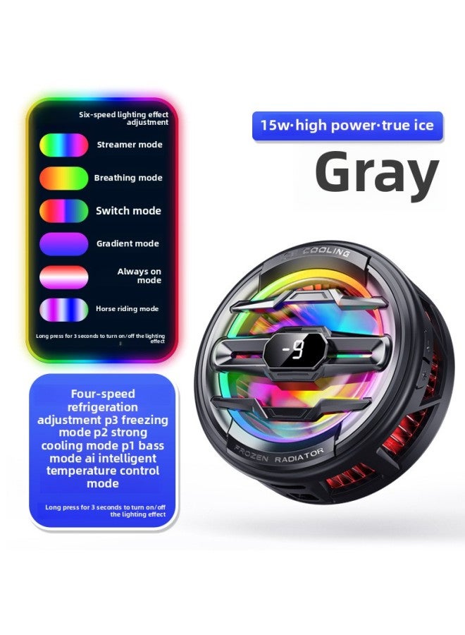 Phone Cooler Semi-conductor Refrigeration Magnetic Suction Flat Panel Cooling Back Clip Digital Display Temperature Control-Product Color:K22 Gray [clip Needs To Be Purchased Separately] Real-time Temperature Display/4 Levels Of Cooling/ai Intelligent Temperature Control/6 Kinds Of Light Effect Adjustment/lights Can Be Turned Off  - Image 1