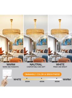 YATAI LIGHTING Luxury Crystal Chandelier Living Room,Dia 60cm Gold Modern Crystal Chandelier Lamp, Round Crystal Chandelier Light for Dining Room, Hotel Hall Art Decor  - Image 2