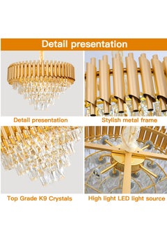 YATAI LIGHTING Luxury Crystal Chandelier Living Room,Dia 60cm Gold Modern Crystal Chandelier Lamp, Round Crystal Chandelier Light for Dining Room, Hotel Hall Art Decor  - Image 4