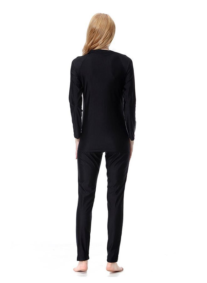 3-Piece Long Sleeve Swimsuit Set With Cap Black/Grey - Image 2