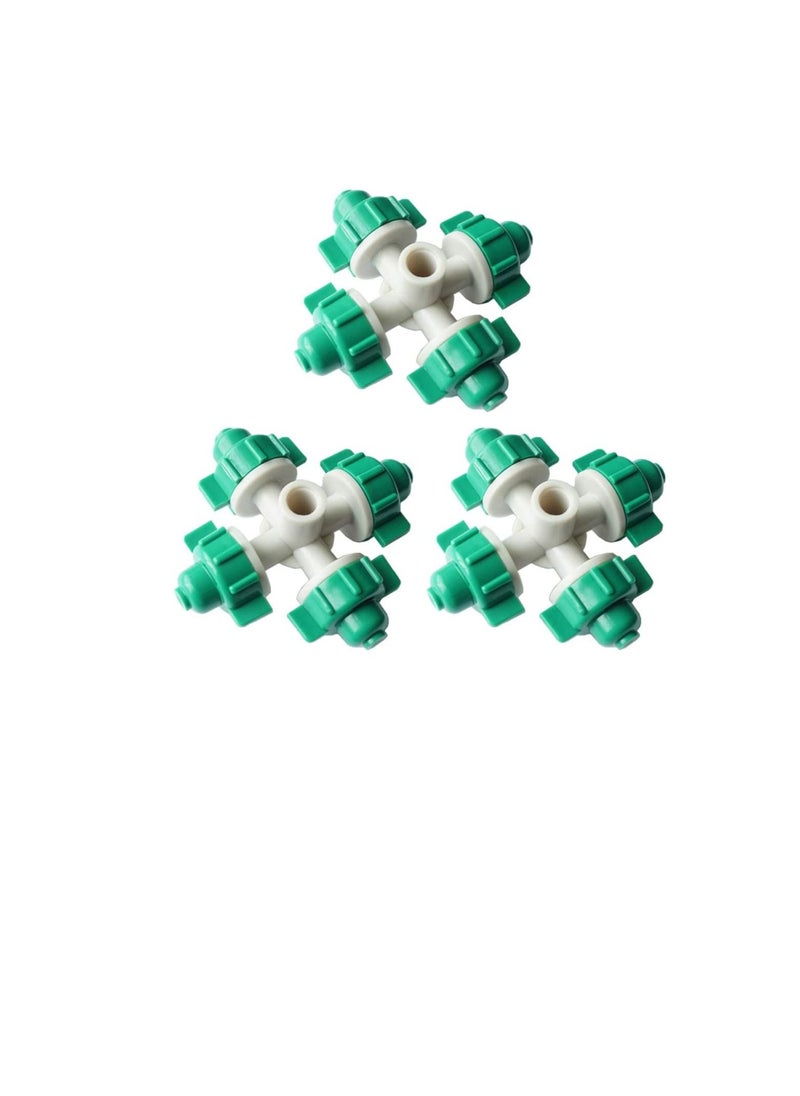 Yardwe - Yardwe 3PCS Drip Irrigation Valve Misting Spray Nozzle 4 Holes Garden Sprinklers Irrigation Connector Fitting for Drip Irrigation Lawns Yard - Image 1