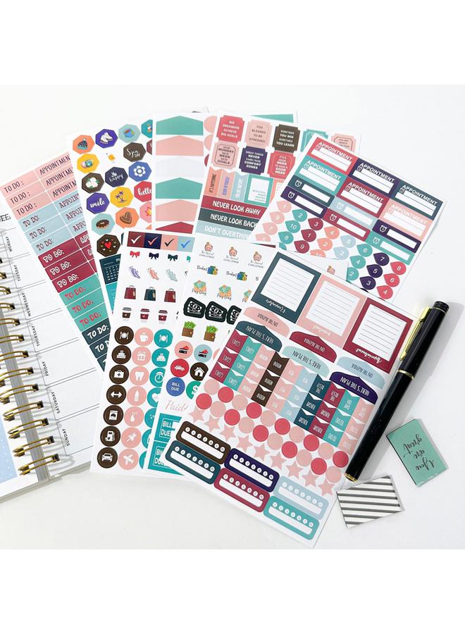 Bluejw Cross-border New Plan Suit Plan Sticker Creative English Weekly Month Day Theme Schedule Hand Account Suit - Image 5