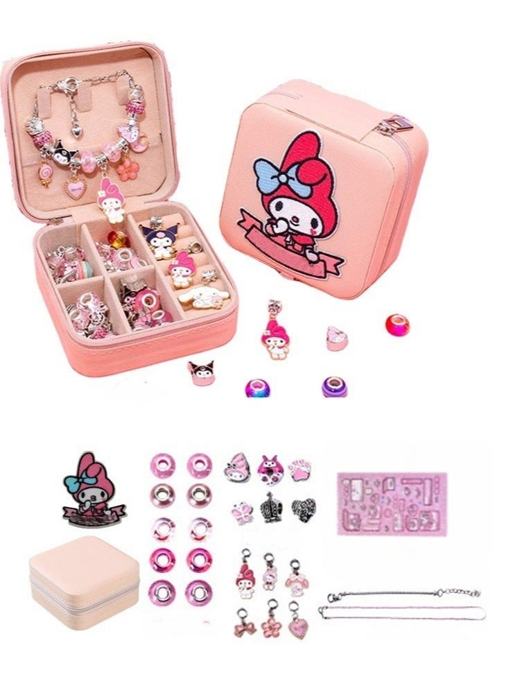 MY MELODY 26 Pieces Beaded Bracelet Making Kit, Girls Bead Jewelry Making Kit for DIY Making Necklace Gift for Girls Aged 7-14 with Jewelry Box  - Image 1