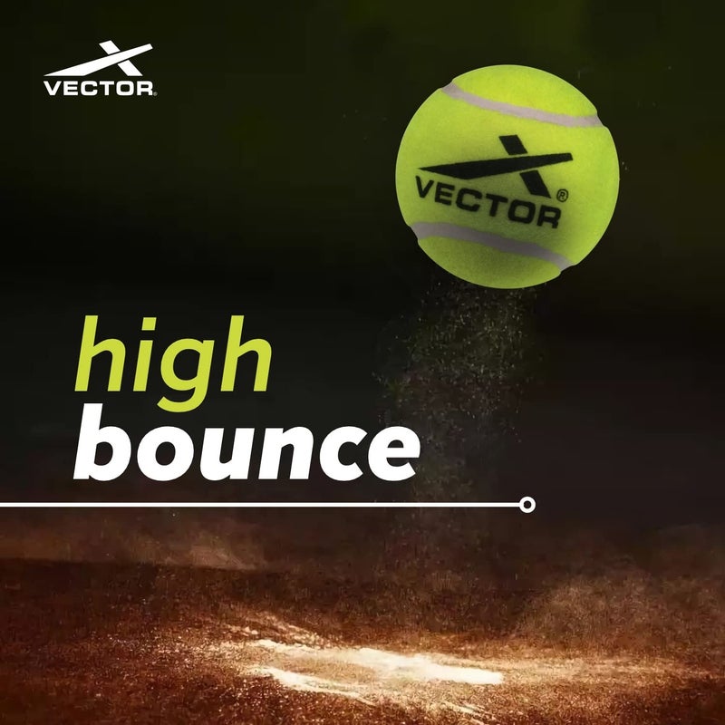 Vector X High Bounce Light / Heavy Weight Tennis Ball for Cricket Practice - Yellow, Light (Pack of 12) - Image 3
