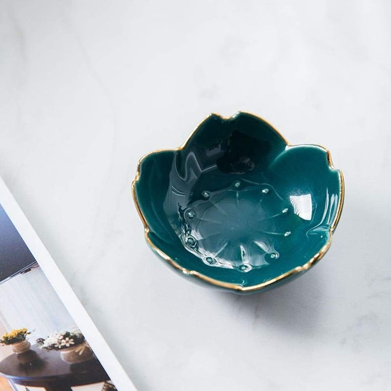 DOITOOL DOITOOL 2pcs Ceramic Seasoning Dish Tea Bag Holders Teaspoon Rest Ketchup Saucer Appetizer Plates Salad Soy Sushi Wasabi Seasoning Dipping Bowls Dark Green  - Image 5