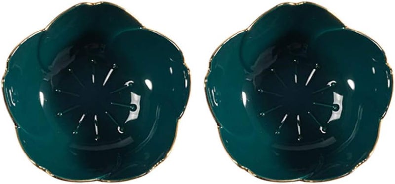 DOITOOL DOITOOL 2pcs Ceramic Seasoning Dish Tea Bag Holders Teaspoon Rest Ketchup Saucer Appetizer Plates Salad Soy Sushi Wasabi Seasoning Dipping Bowls Dark Green  - Image 1