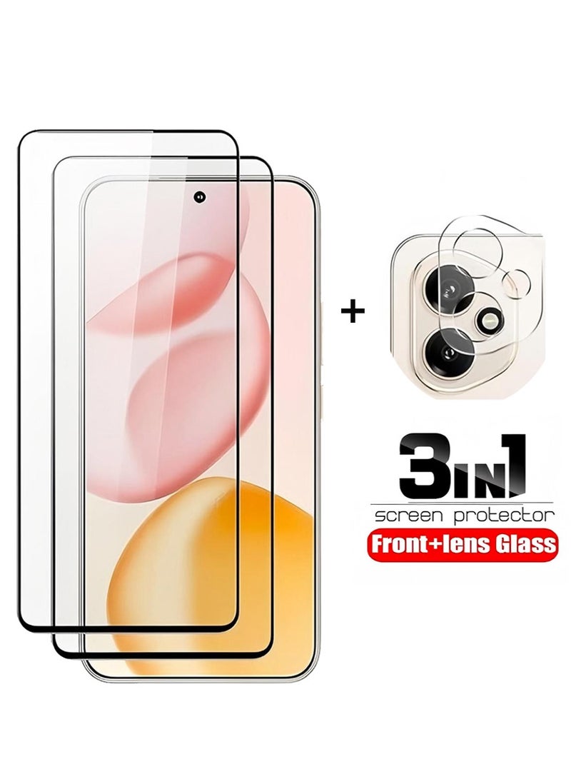 كومبي 3 قطع واقي شاشة وكاميرا لهاتف Honor 400 5G - شفافية عالية وتغطية كاملة للحماية من الخدوش والصدمات - Image 1