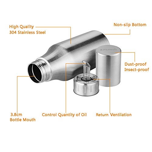 Flyboo Olive Oil Dispenser,Oil Bottle Stainless Steel Leak Proof Olive Oil Decanter for Kitchen - Image 2