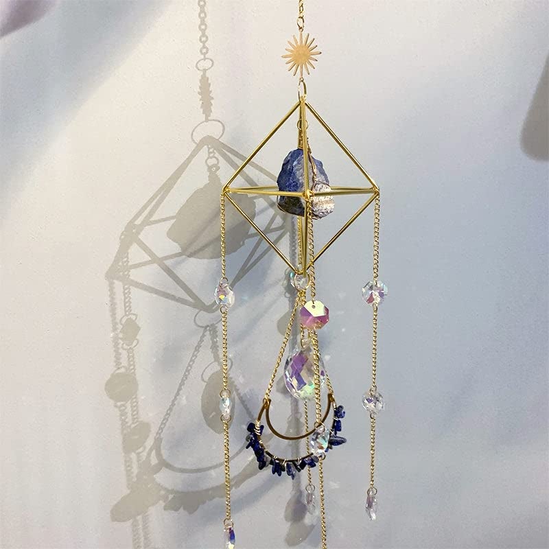 Cactopia Raw Crystal Suncatchers, Rainbow Maker for Window, Balcony, Garden, Boho Decor & Gifting (Lapis Lazuli) - Image 2
