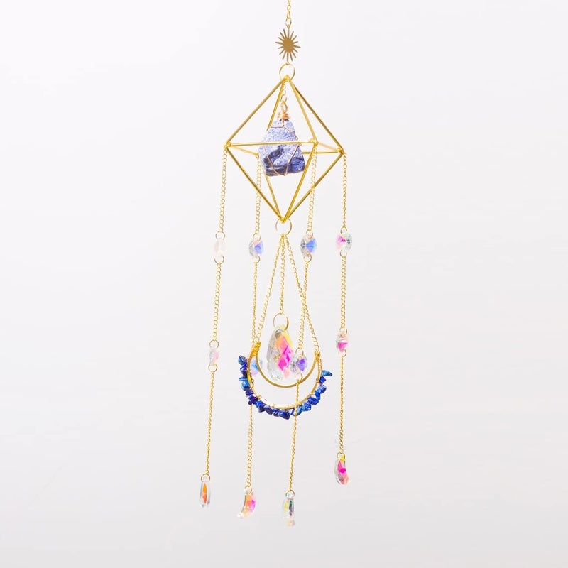 Cactopia Raw Crystal Suncatchers, Rainbow Maker for Window, Balcony, Garden, Boho Decor & Gifting (Lapis Lazuli) - Image 3