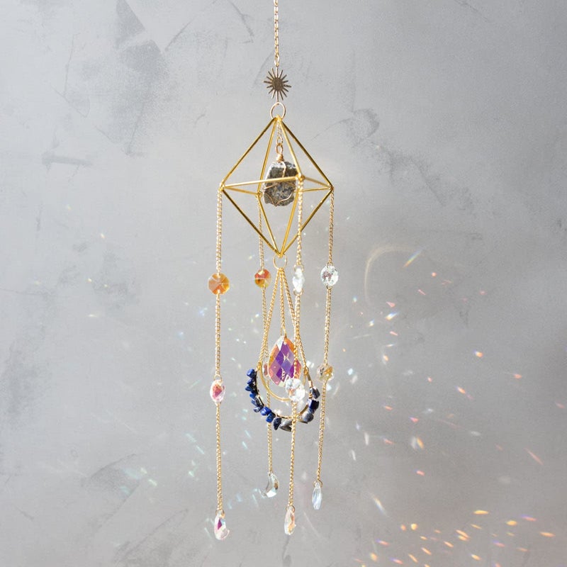 Cactopia Raw Crystal Suncatchers, Rainbow Maker for Window, Balcony, Garden, Boho Decor & Gifting (Lapis Lazuli) - Image 1