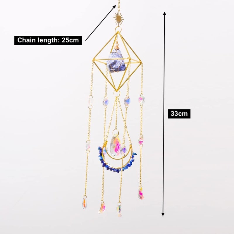 Cactopia Raw Crystal Suncatchers, Rainbow Maker for Window, Balcony, Garden, Boho Decor & Gifting (Lapis Lazuli) - Image 4