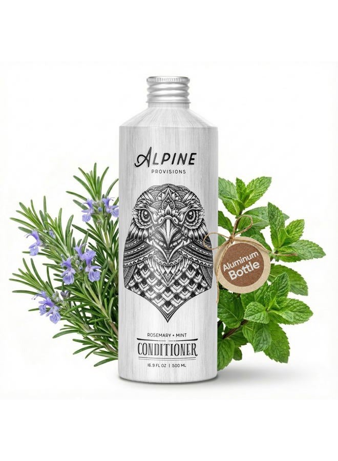 Alpine Provisions Organic Conditioner, Rosemary + Mint, 16.9 fl oz Plastic-Free Aluminum Bottle - Image 1
