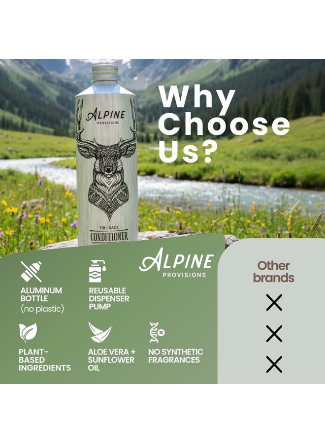 Alpine Provisions Organic Conditioner, Rosemary + Mint, 16.9 fl oz Plastic-Free Aluminum Bottle - Image 3