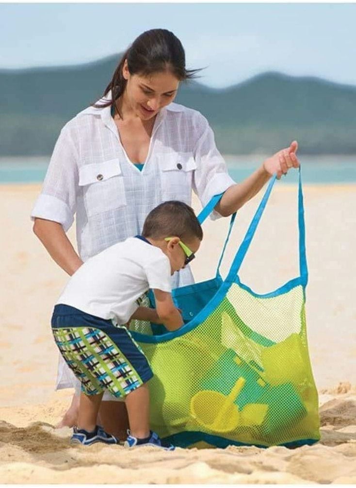 Excefore Mesh Beach Bag, Extra Large Tote Bag Toys Towels Sand Away, Toy Foldable Lightweight for Holding Children’ Grocery Picnic Kids Sea Shell Bags, 2 Pack  - Image 2