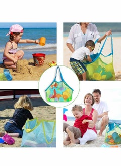 Excefore Mesh Beach Bag, Extra Large Tote Bag Toys Towels Sand Away, Toy Foldable Lightweight for Holding Children’ Grocery Picnic Kids Sea Shell Bags, 2 Pack  - Image 5