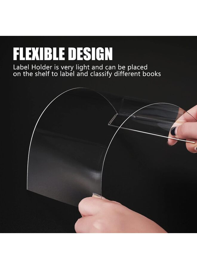 LAMAY 15 PCS Moveable Shelf Label Holders Clear Shelves Tags Moveable Library Shelf Markers Transparent Shelf Label Display Holder for Classroom Office Library Book Shelves (Size : 4CM) - Image 3