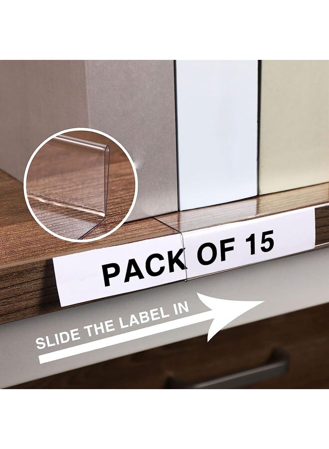 LAMAY 15 PCS Moveable Shelf Label Holders Clear Shelves Tags Moveable Library Shelf Markers Transparent Shelf Label Display Holder for Classroom Office Library Book Shelves (Size : 4CM) - Image 5