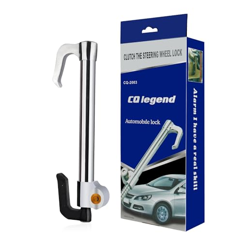 ROADGIVE Steering Wheel Lock AntiTheft Device Retractable Universal Brake Lock Bar Adjustable Car Clutch Pedal Lock Security for Car Truck SUV Van Security with 2 Keys Silver - Image 1