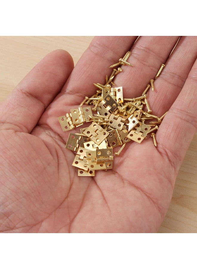 VEIREN VEIREN 100 Pack Mini Hinges with 400 Pack Replacement Screws Gold Copper Butt Hinge Connector with Mounting Nail for Jewelry Case Cabinet Closet Dollhouse,10x8mm, Furniture, Mirrors, Picture Frames  - Image 3