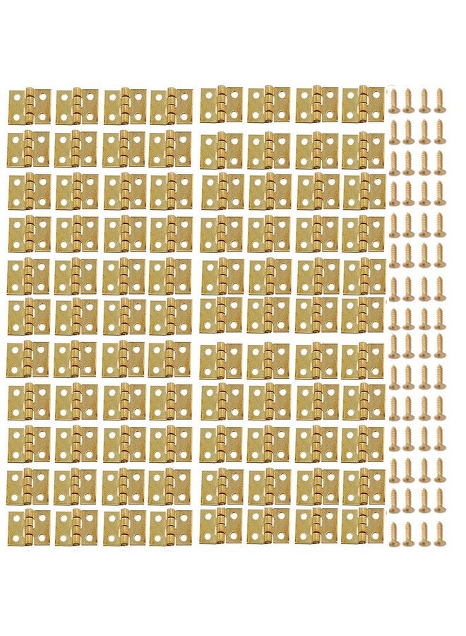 VEIREN VEIREN 100 Pack Mini Hinges with 400 Pack Replacement Screws Gold Copper Butt Hinge Connector with Mounting Nail for Jewelry Case Cabinet Closet Dollhouse,10x8mm, Furniture, Mirrors, Picture Frames  - Image 1