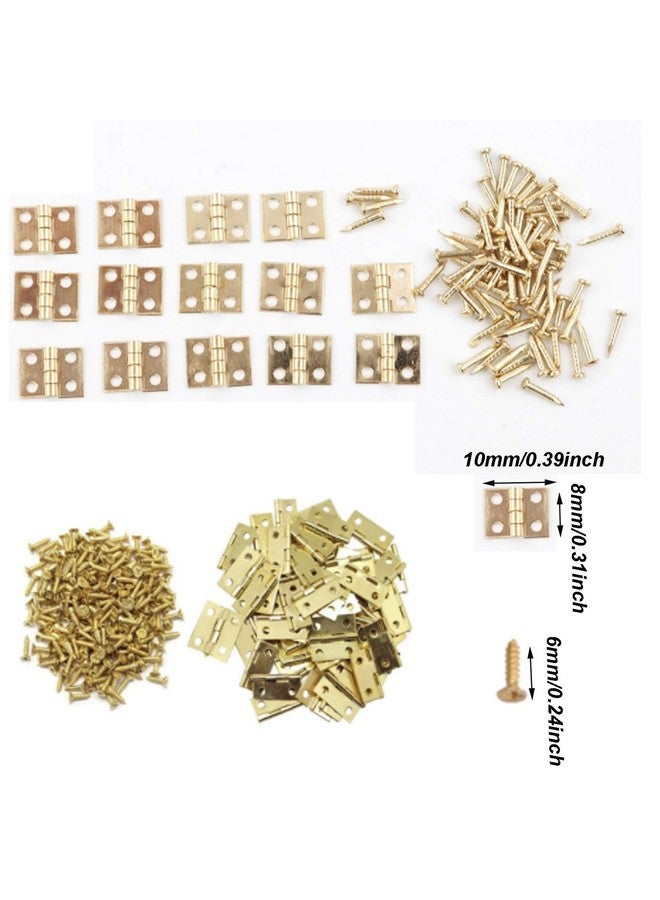 VEIREN VEIREN 100 Pack Mini Hinges with 400 Pack Replacement Screws Gold Copper Butt Hinge Connector with Mounting Nail for Jewelry Case Cabinet Closet Dollhouse,10x8mm, Furniture, Mirrors, Picture Frames  - Image 2