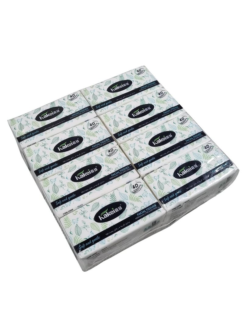 KAKEI 8PCS 4-Ply Embossed Facial Tissues, Made from Natural Wood Pulp, Soft & Absorbent, Eco-Friendly and Durable, Ideal for Home, Office, and Outdoor Use, Cleaning tower with 100 Sheets per Pack, (White) - Image 1