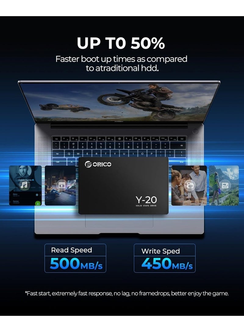 ORICO Y20 NAND SSD Hard Solid Drive- 2.5 Inch - SATA III - 6Gbps-Read Speed up to 500MB/sec, 512GB Internal Solid State Drive for Desktop Laptop - Image 4