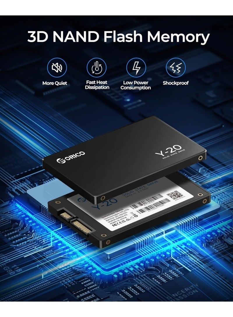ORICO Y20 NAND SSD Hard Solid Drive- 2.5 Inch - SATA III - 6Gbps-Read Speed up to 500MB/sec, 512GB Internal Solid State Drive for Desktop Laptop - Image 3