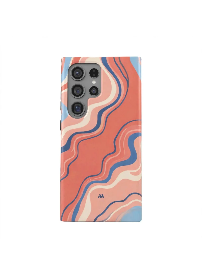 Mobcos Samsung Galaxy S24 Ultra Coral Wave Premium Case Compatible with Hybrid Dual-Layer Hard Shell + Silicone Protection - Scratch-Resistant Shockproof Mobile Cover