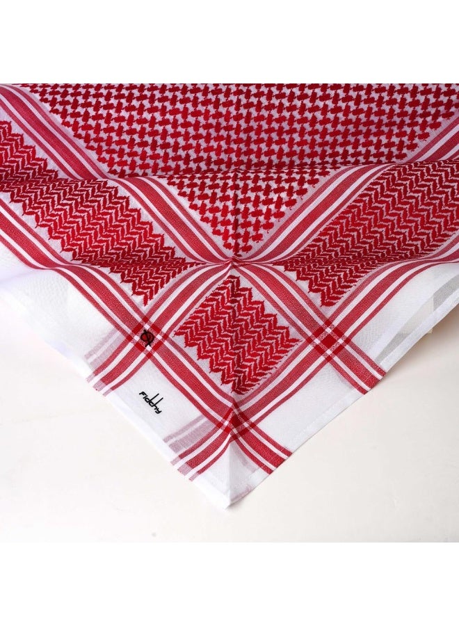 Fidchy Evo F3 Shemagh - Red & White - 100% Natural Cotton - Premium Modern Design - Image 1