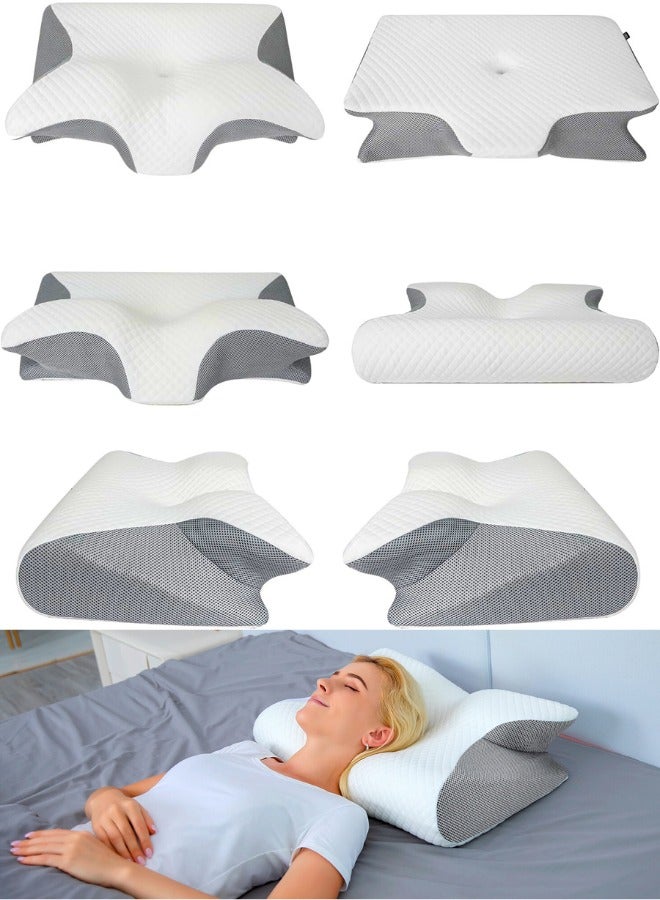 Chase Up Memory Foam Cervical Pillow, 2 in 1 Ergonomic Contour Orthopedic Pillow for Neck Pain, Contoured Support Pillows for Side Back Stomach Sleepers - Image 2
