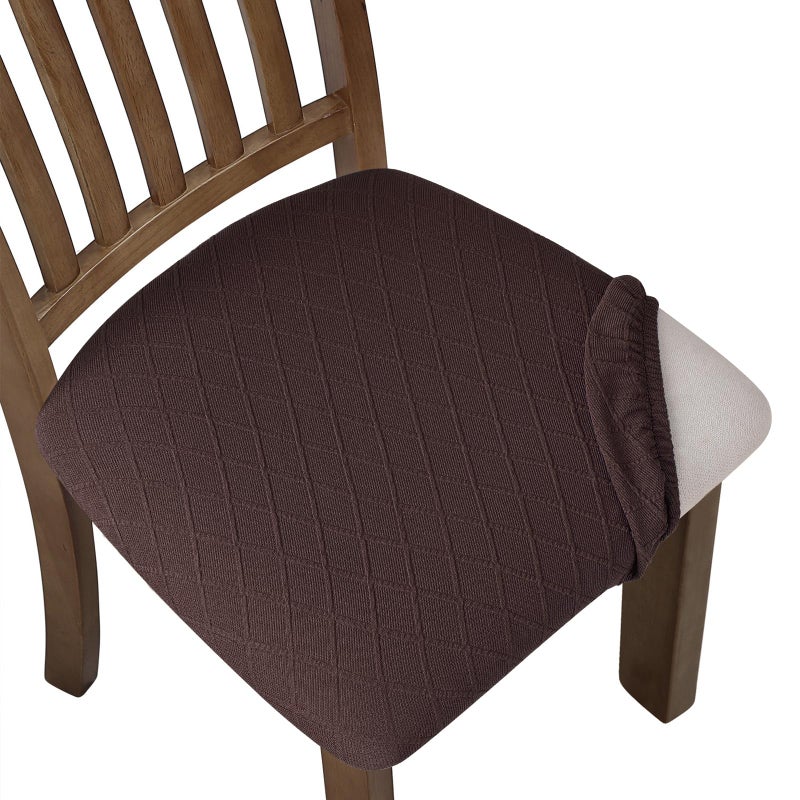 Fuloon Stretch Chair Seat Covers 6 PCS Removable Washable Dining Chair Covers AntiDust Dining Room Seat Cushion Slipcovers 6 Chocolate