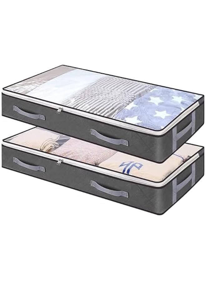HOOKOR Under Bed Storage Containers, 2 Pack Closet Organizers and Storage Bins, Collapsible Underbed Storage Bags for Blankets, Towels, Comforter, Sweaters, Linen Sheets (32-02-2p)  - Image 1