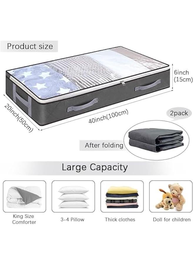 HOOKOR Under Bed Storage Containers, 2 Pack Closet Organizers and Storage Bins, Collapsible Underbed Storage Bags for Blankets, Towels, Comforter, Sweaters, Linen Sheets (32-02-2p)  - Image 2